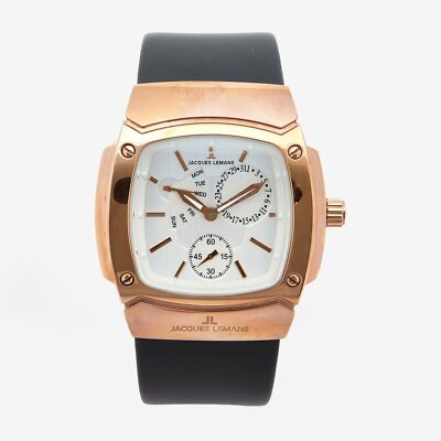 Jacques Lemans Vedette Unisex Leather Rose Gold Tone Watch 1-1476C