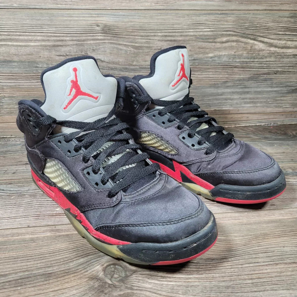 Size 7Y Nike Air Jordan 5 Retro Satin Bred Black Red Sneakers Beaters Shoes