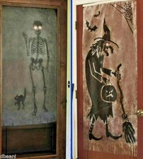 Set 2 Halloween Decor Wall Door Lighting Witch  Skeleton Banner New