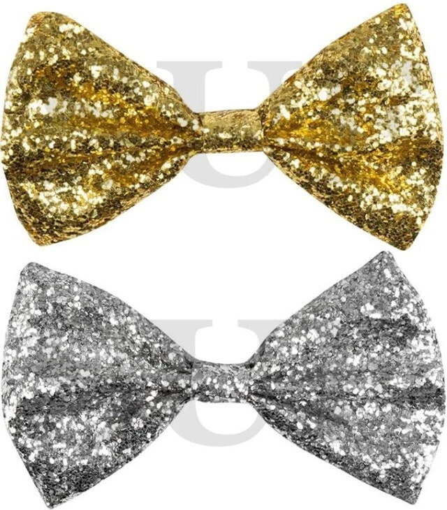 BOLAND Bow Tie Glitter Gold silver Sparkling Banded Sequin Party with elastic wedding