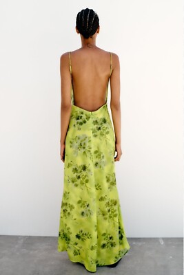 white green tennis dress Hope & Ivy Landscape Print Midi Dress Green Blue Zara – MMJs Fashion main image 1