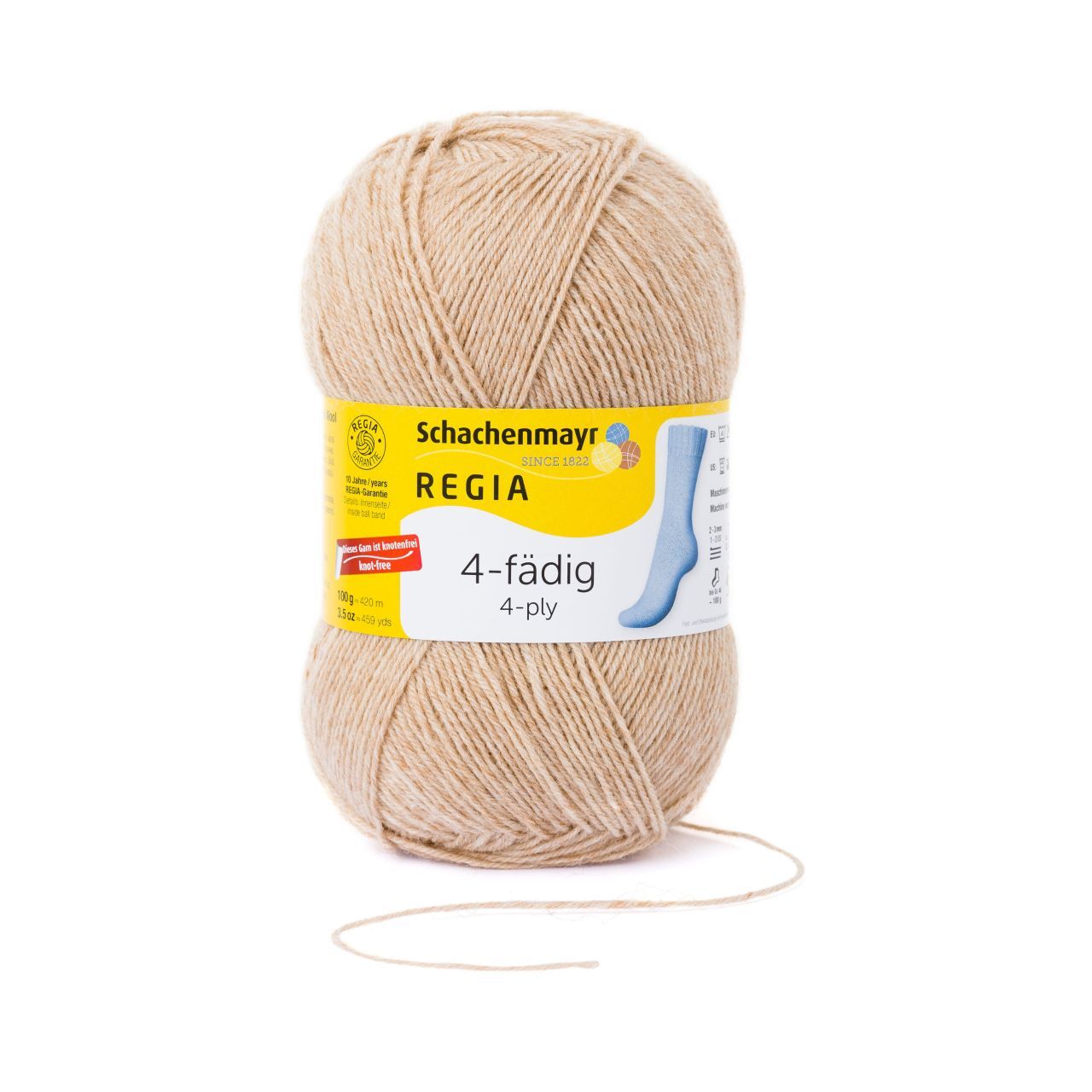 4-Ply 100g by REGIA - Light Camel Mottled (00017) - 100 g / approx. 420 m Wool