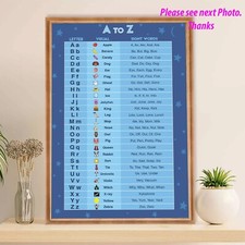 A to Z Alphabet Chart Poster, Educational Wall Art, ABC Learning Chart Poster