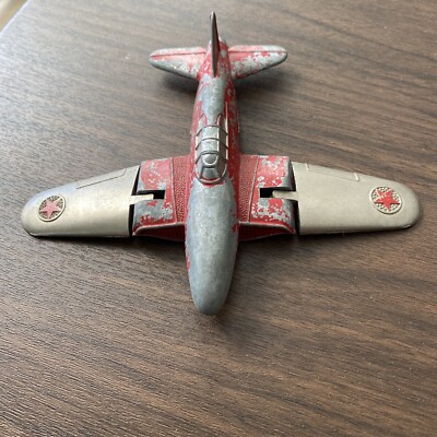 Vintage 1950s Hubley Kiddie Toys Metal Airplane #430 Folding Wings Missing  Wheel