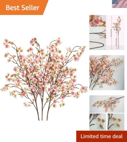 Silk Cherry Blossom Branches, 40.5in Artificial Long Stems Fake Flowers Vase ...
