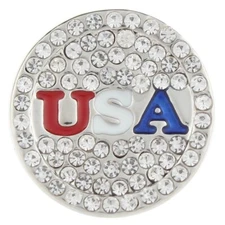 Snap Jewelry Rhinestone USA Flag Enamel Fits 18-20mm Ginger Charms Accessories 