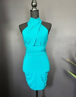 Y2K Moda Int'l Victoria's Secret Women's XS Teal Blue Ruched Mini Club Dress  | eBay