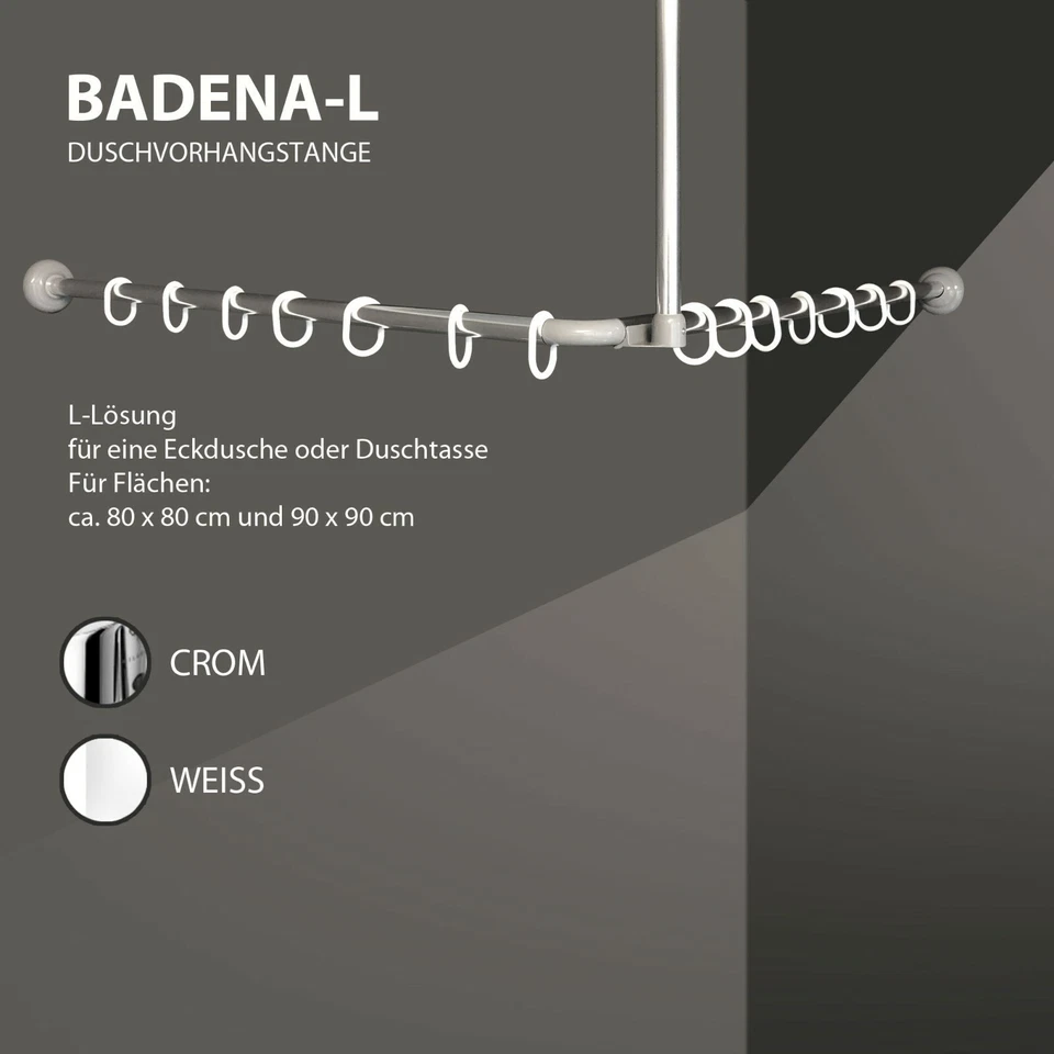 Shower Curtain Rod Angle Bar U, L, Shape up to 3m inc Rings - Image 4 of 4