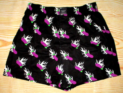 MENS AMERICAN EAGLE EGGPLANT BLACK STRETCH BOXER SHORTS SIZE XL (40/42)