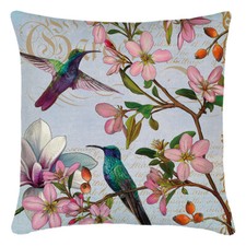 Spring Hummingbird Butterfly with Flowers Throw Pillow Covers Bird Cushion Case
