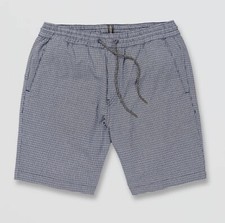 Volcom Frickin Mix 19" Elastic Waist Shorts Men's Navy Plaid NEW NWT Medium