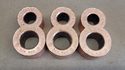 Lot of 3 Ilsco GGB-3 Direct Bury Copper Ground Grid Connectors 3/4'' Rod