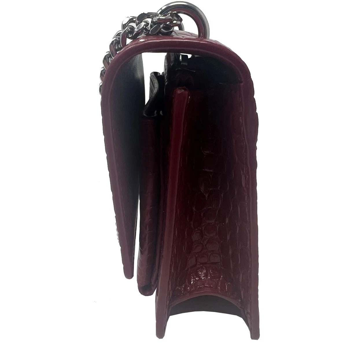 SAINT LAURENT (YSL) Portafoglio YSL Sunset Chain in pelle di coccodrillo goffrata con tracolla catena