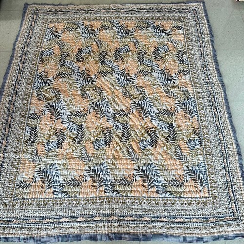 Handmade Reversible Cotton Mulmul Quilt Cozy Warm Queen Size (90x108