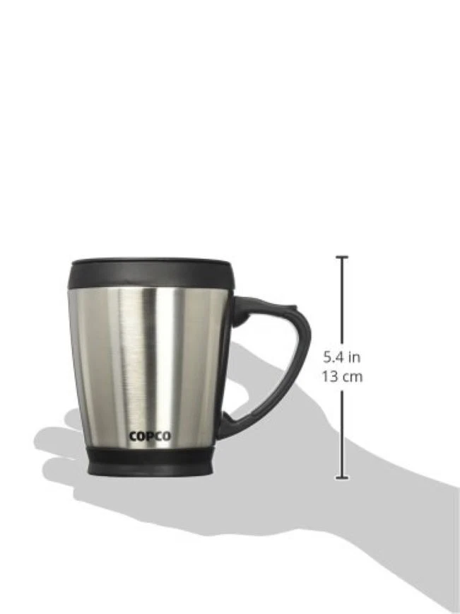 Caneca de café Copco Desktop aço inoxidável com alça de fácil aderência 16 oz - Prata - Imagem 2 de 4