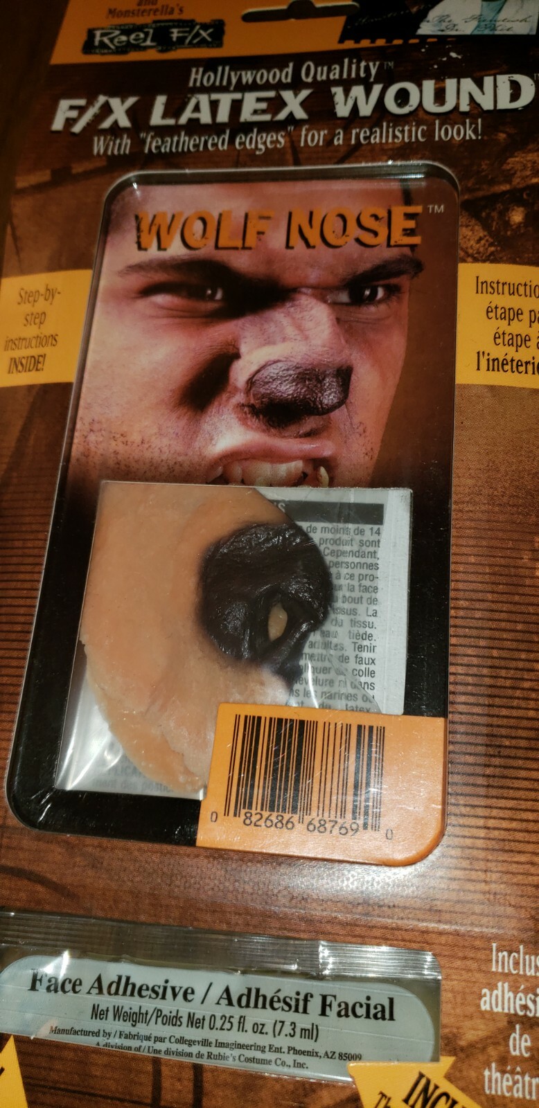 REEL F/X PROFESSIONAL LATEX WOUND WOLF NOSE INCLUDES BLOOD & ADHESIVE NEW IN PKG