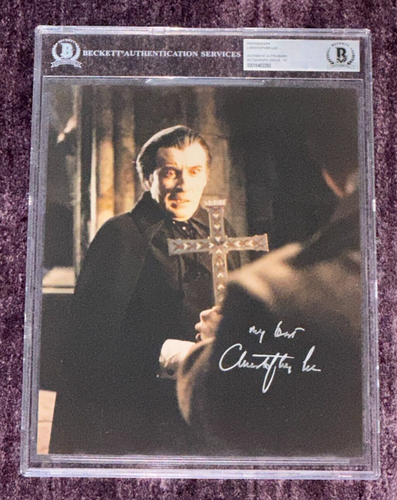 CHRISTOPHER LEE Signed 8 X 10 PHOTO BAS Beckett & Encapsulated AUTO Grade 10 - Picture 5 of 5