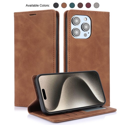 For iPhone 16 Pro Max 15 14 13 12 Leather Magnetic Flip Card Wallet Case Cover - Picture 2 of 31