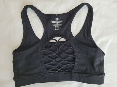 90 Degree by Reflex Women'sSize XS Black Sport Bra Cage Back NWT
