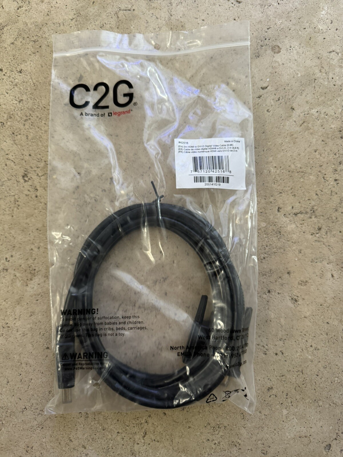 NEW LOT OF 2  6.6FT(2M) C2G LEGRAND 42516 HDMI TO DVI-D DIGITAL VIDEO CABLE
