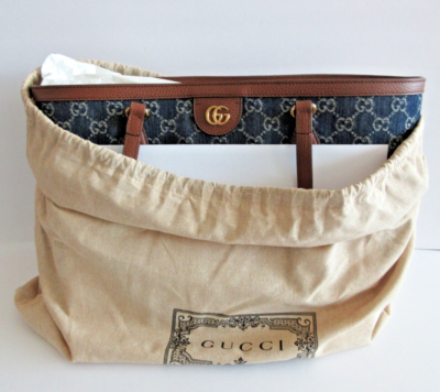 Gucci GG Denim OPHIDIA Tote Shoulder Bag BLUE/BROWN 631685 NEW | eBay