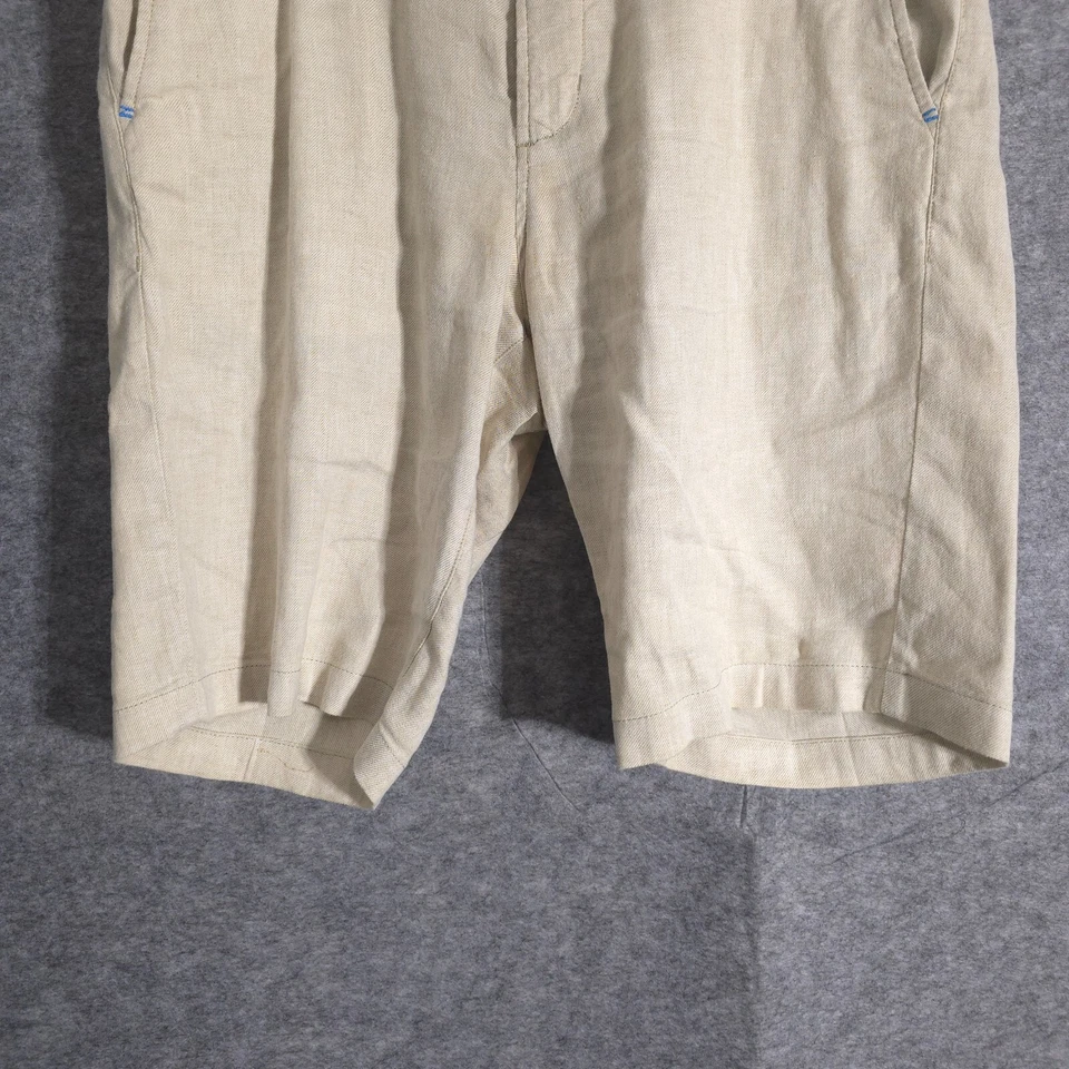 Tommy Bahama Pantalones Cortos Relax Para Hombre 35 Beige Chino Preppy 100% Lino A Rayas Foto 3 de 4