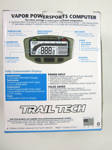 Trail Tech Vapor Computer Kit Black Suzuki DR650 DR 650 All Years NEW - Picture 2 of 8