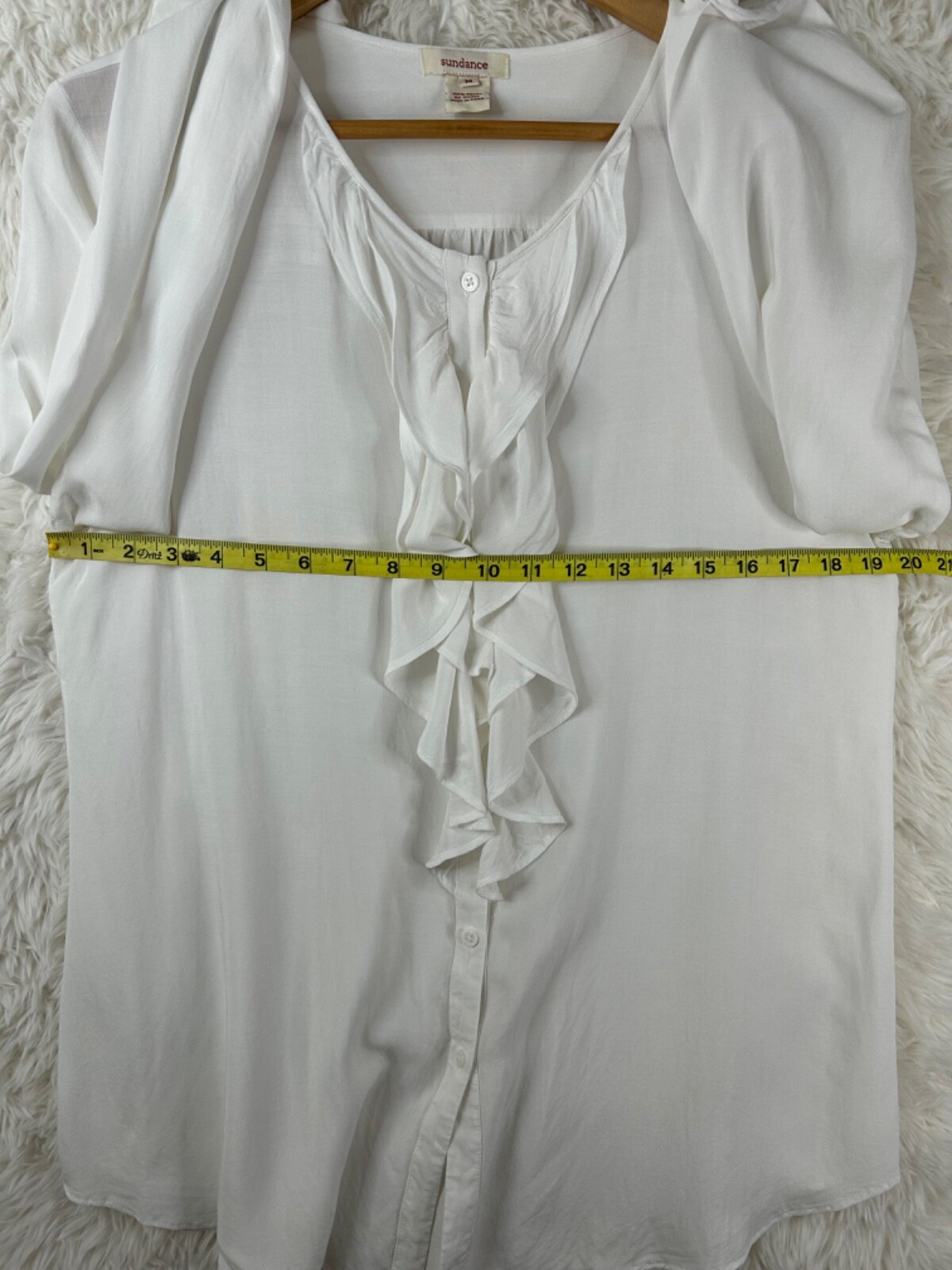 Sundance M Solid Ivory Button Front Ruffle Accent… - image 5