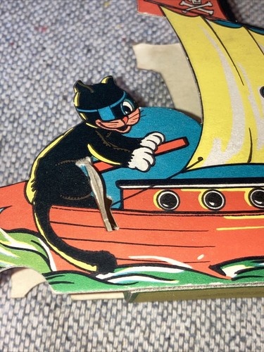 Vintage Black Cat Owl Pirate Ship Skull Die Cut Halloween Candy Container G.M.CO - Picture 14 of 15