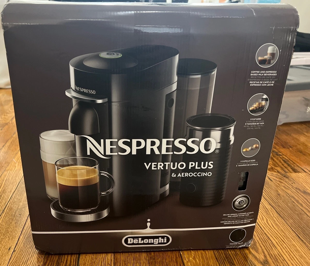 Nespresso VertuoPlus Deluxe Coffee & Espresso Maker by De'Longhi with Aeroccino