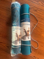 Set of 2 NWT Gaiam Performance Yoga Mats, Teal and Grey, 6 mm thk, 68" x 23.5"