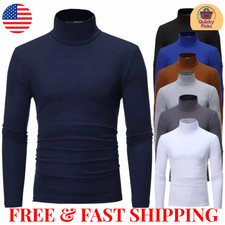 Mens Turtleneck Long Sleeve Shirt - Winter Pullover Sweater for Men