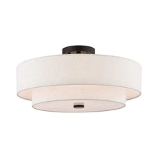 Livex Lighting 51085-92 4-Light Semi Flush Mount Ceiling Fixture- Oatmeal Color-