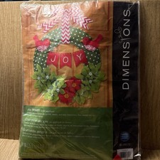 Dimensions Joy Wreath in Felt Applique, Unused In Package, 14 inch diameter