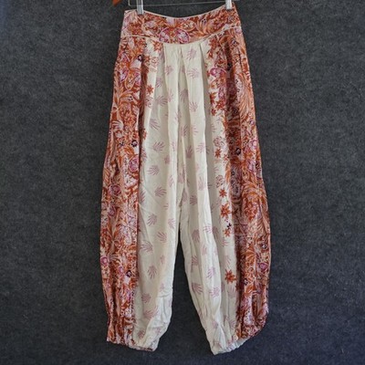 NWT By Anthropologie Balloon Jogger Pants 4 Orange Paisley Floral Boho Harem New