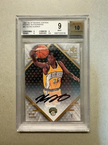 2007 SP Rookie Edition Kevin Durant Autographs Auto #61 BGS 9 Auto 10 Sonics