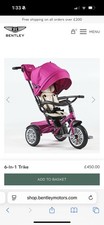 Bentley Kids 6-in-1 Trike Tricycle 3-in-1 Bike with Basket in Fuchsia Pink