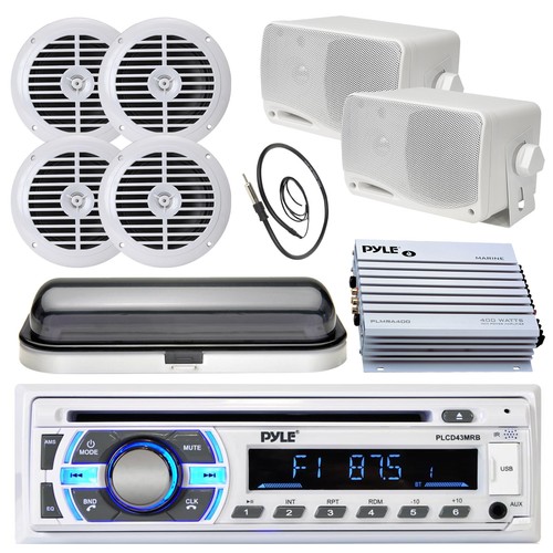 Bluetooth USB/AUX/MP3 Radio + Cover, 4x 4" + 2x 3.5" Speakers, 4-Ch Amp, Antenna - Afbeelding 1 van 7