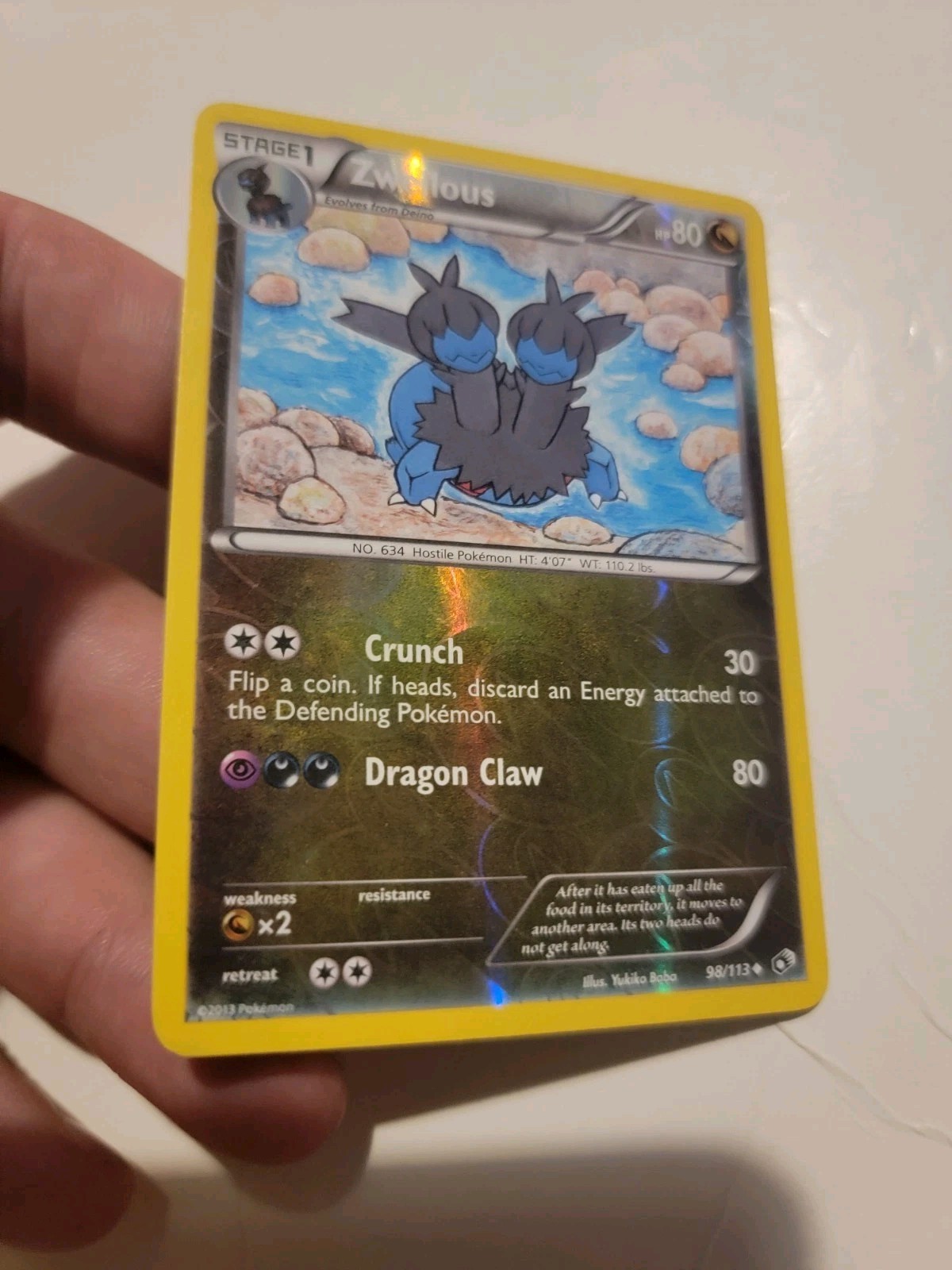 Pokemon - Zweilous #98/113 - Legendary Treasures - Holo EUC