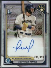 Filippo Di Turi 2024 1st Bowman Chrome Refractor Auto Autograph /499 Brewers