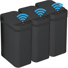 3 PACK - Bathroom Trash Can with Lid - 2.5 Gallon Automatic Trash Cans Touchless
