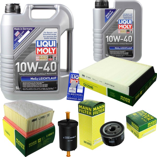 Mann Inspektionspaket 6L Liqui Moly Leichtlauf 10W-40 FüR Renault ScéNic I-image