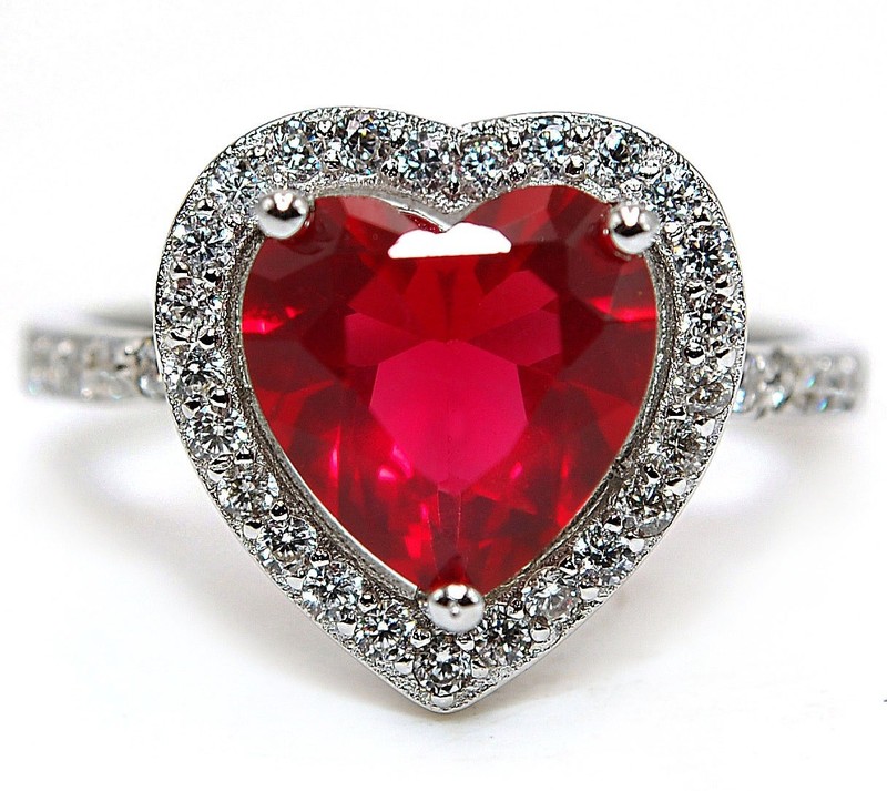 Heart 2CT Heat Treated Rubellite Tourmaline 925 Sterling Silver Ring Sz 8 MM3-6