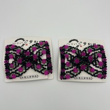 2 Double Hair Comb Magic Beads Elasticity Clip Stretchy Floral Clip