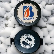 KAMLOOPS BLAZERS  VINTAGE WHL SHIELD  INGLASCO PRO Made In CANADA HOCKEY PUCK