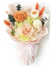 ZMRU Preserved Flower Bouquet, Fresh Flowers for Delivery Prime, Orange-Pink