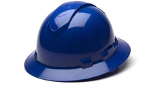 Pyramex Full Brim Hard Hat 6 Point Ratchet Blue Vented