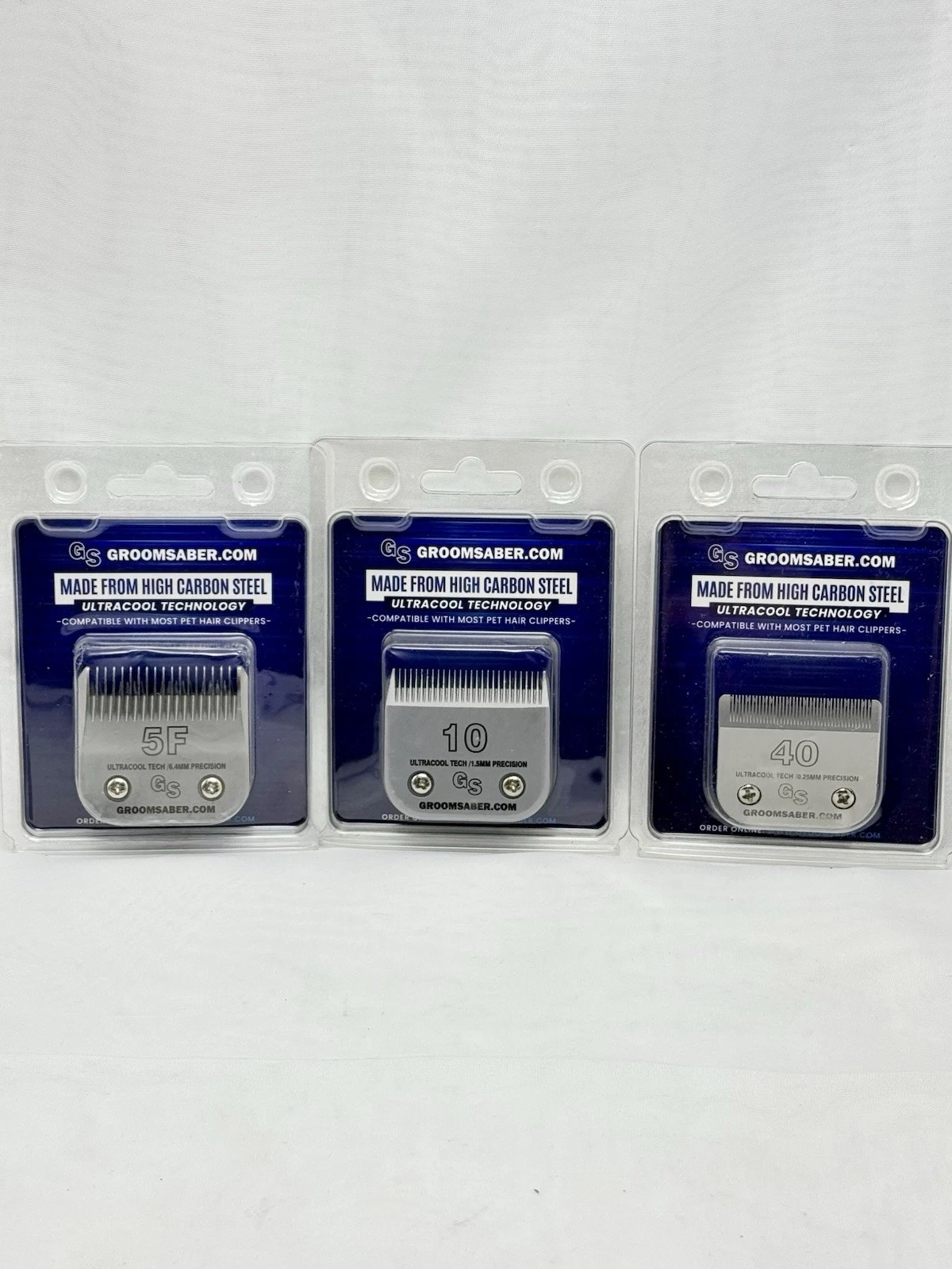 Groomsaber Pet Hair Clipper Blades Set #40, #10, 5F