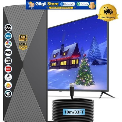 Upgraded 2024 TV Antenna   Wide Coverage, Crystal Clear Signals & Easy Setup