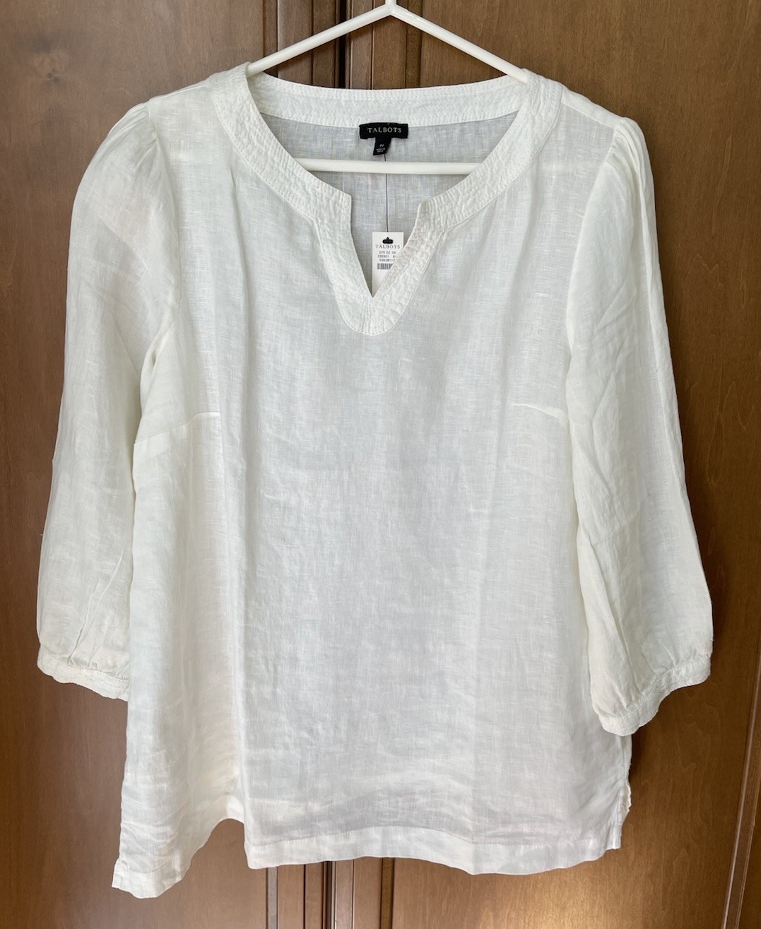 Talbots Women’s White linen  blouse, Size M, new with tags